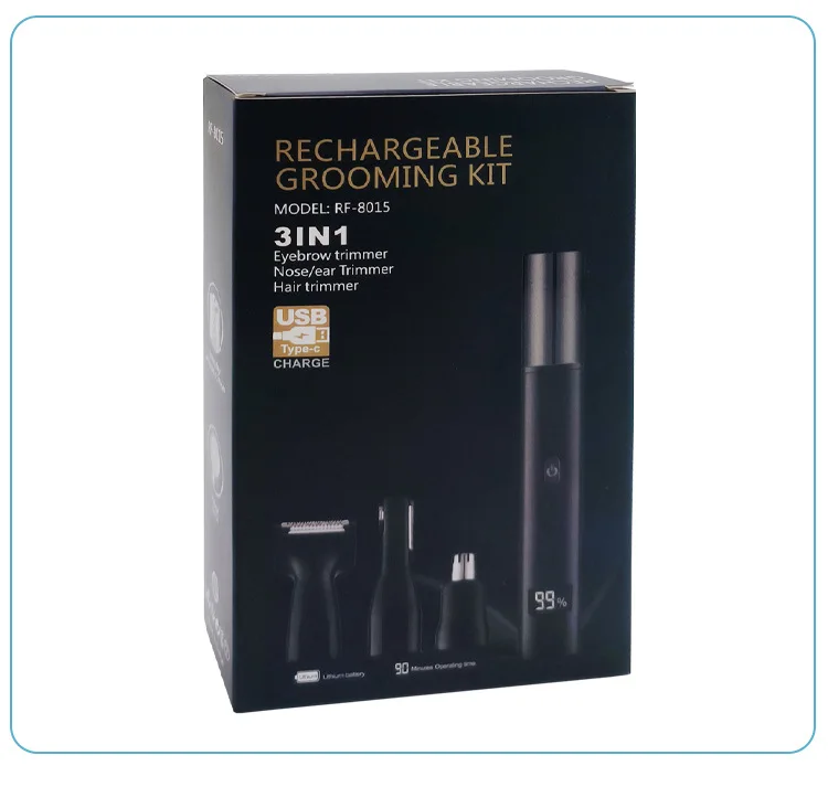 Electric Nose Ear Hair Trimmer for Men Painless Rechargeable Eyebrows Beard Hair Clipper Shaver 3 in 1 Nose Hair Trimmer