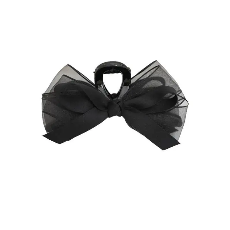 1pc Black mesh bow, grab clip, multiple hair clips, high-end headpiece, elegant shark clip