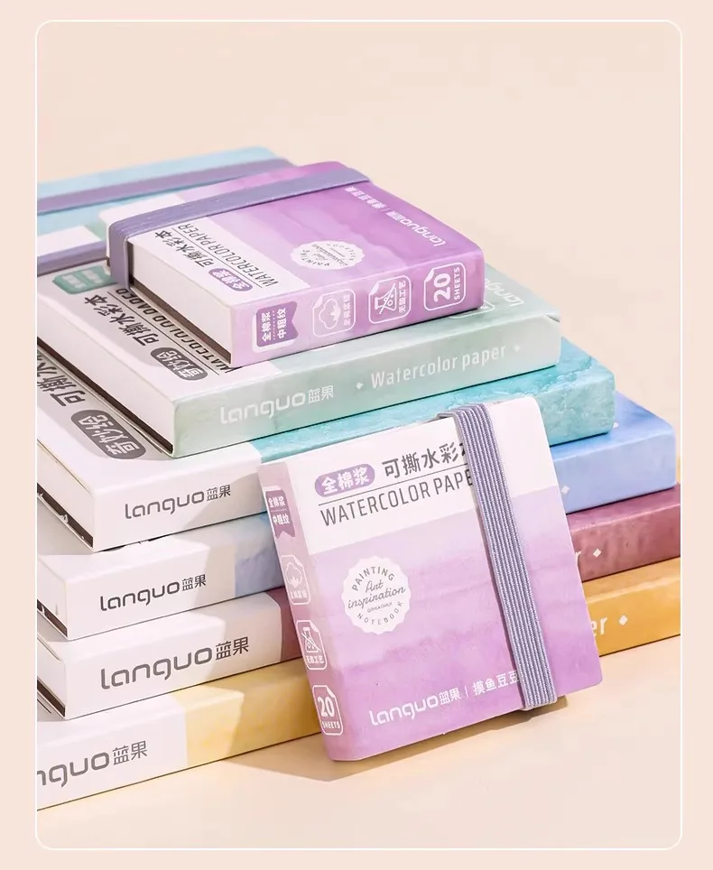 100% Cotton Watercolor Drawing Book Languo Thick Paper 230g/300g Pocket Sketchbook Tearable Art Supplies Marker Painting Paper