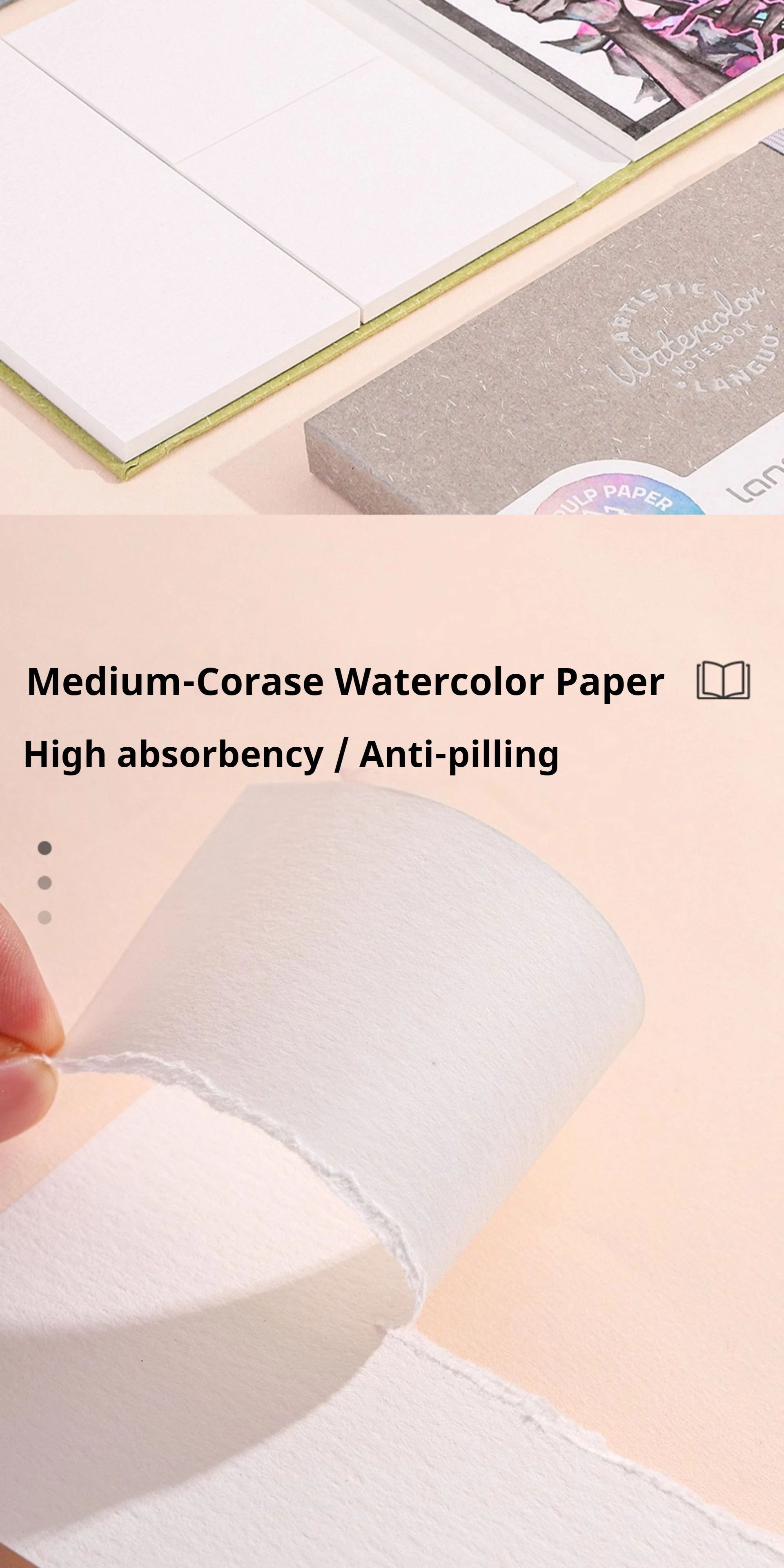 100% Cotton Watercolor Drawing Book Languo Thick Paper 230g/300g Pocket Sketchbook Tearable Art Supplies Marker Painting Paper