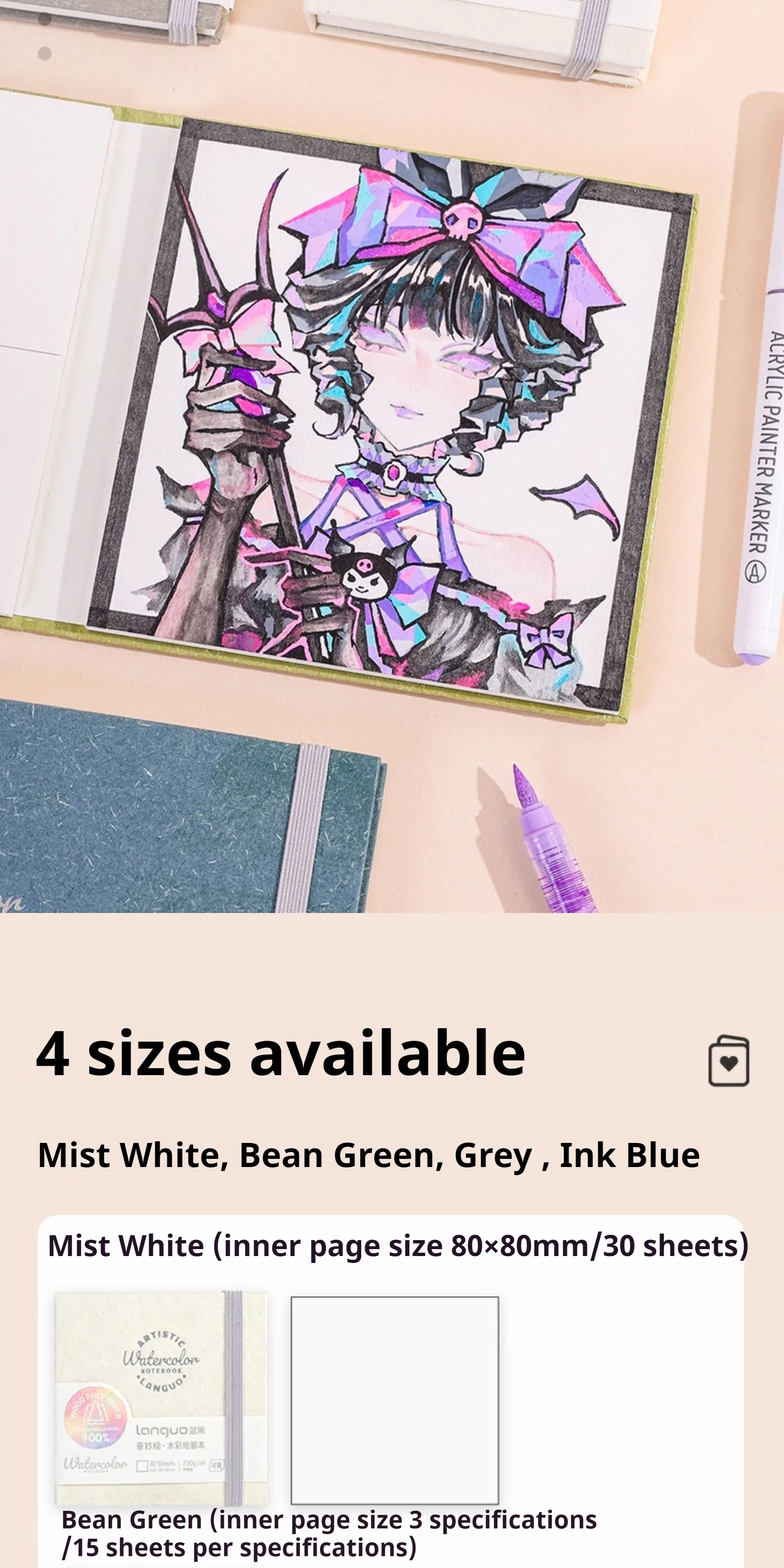 100% Cotton Watercolor Drawing Book Languo Thick Paper 230g/300g Pocket Sketchbook Tearable Art Supplies Marker Painting Paper