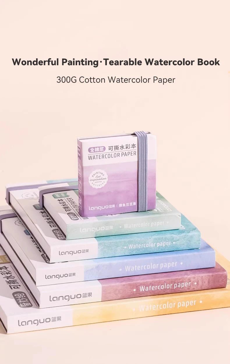 100% Cotton Watercolor Drawing Book Languo Thick Paper 230g/300g Pocket Sketchbook Tearable Art Supplies Marker Painting Paper