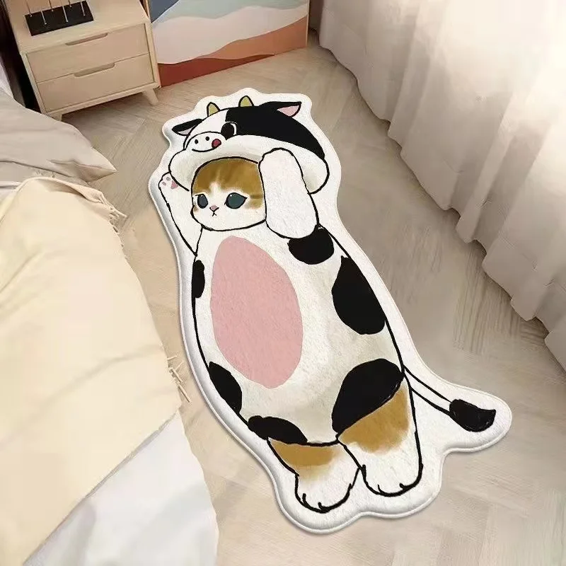 VIKAMA Cartoon Cat Carpet, Plush And Warm Bedside Blanket, Cute And Girlish Bedroom, Children's Room Carpet, Home Decoration