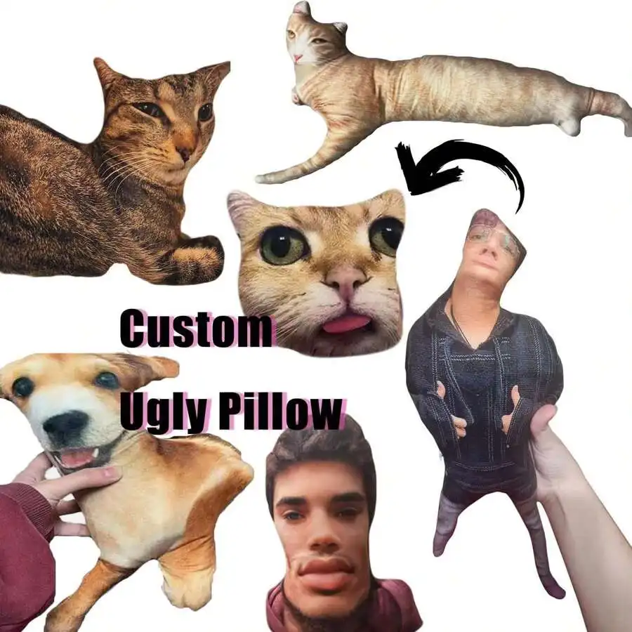 Portrait pet cat dog picture custom pillow for Christmas, Thanksgiving, pet commemoration, various animal plush pillows