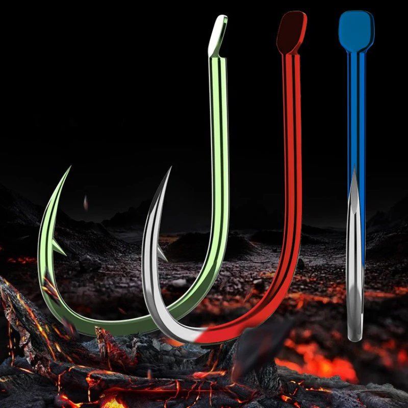 50Pcs-100Pcs ISEAMA Flat Fishing Hook High-Carbon Steel Barbed Fishing Hook Live Bait Holder Carp Fishing Worm Hooks Accessories