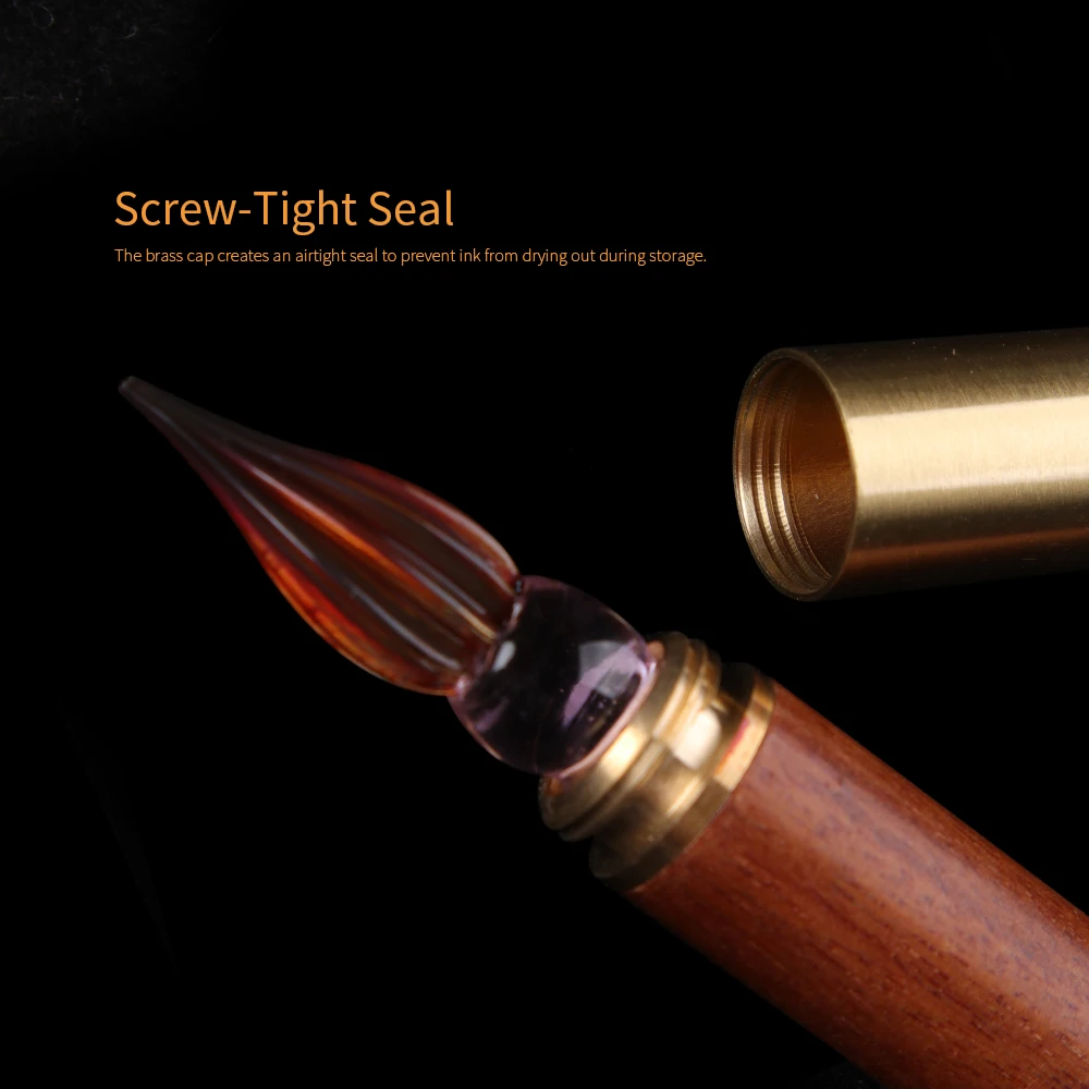 SeamiArt 1pc Wood Handle Glass Dip Pen for Calligraphy Students Writing Stationery Gift Fountain Pen Stationery Supplies