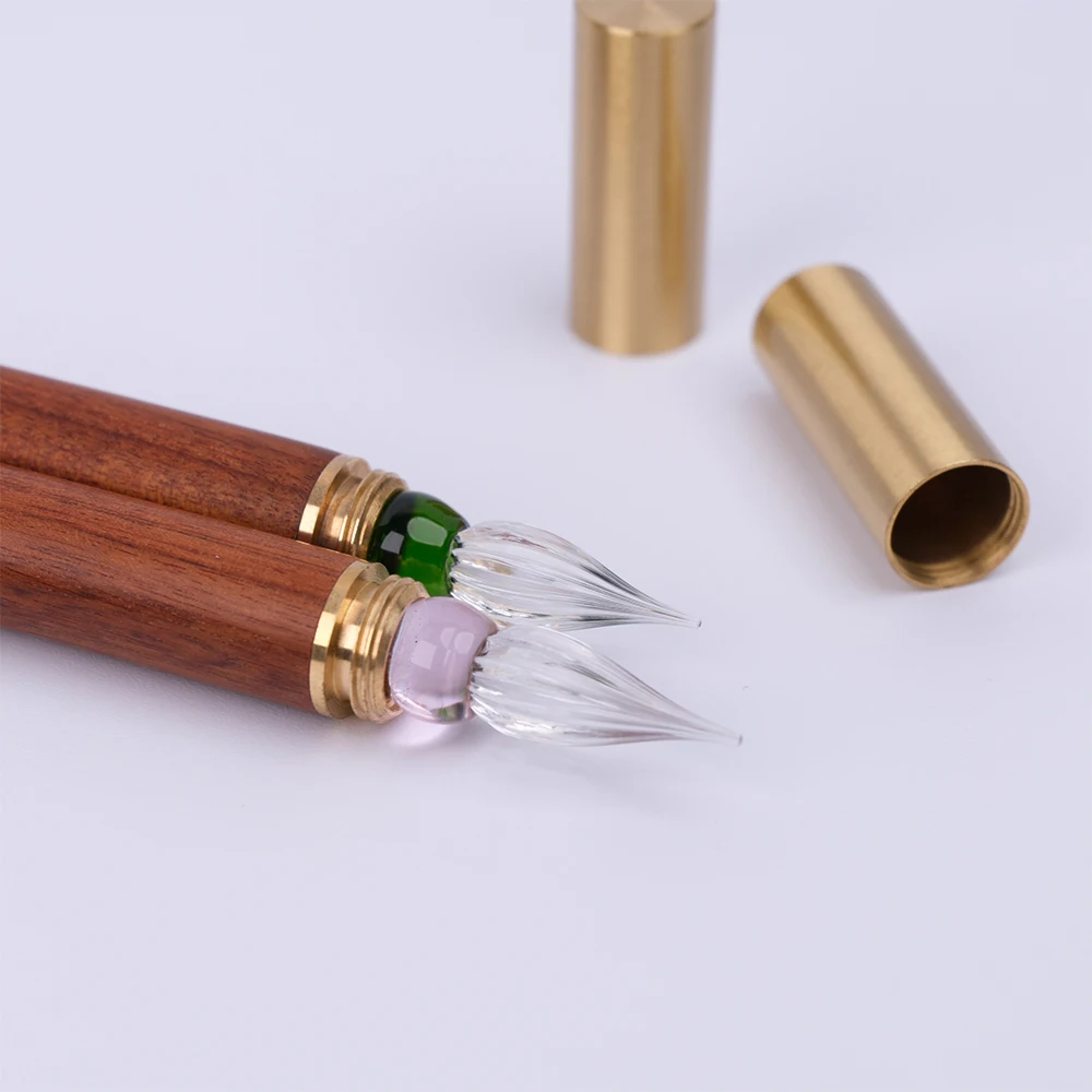 SeamiArt 1pc Wood Handle Glass Dip Pen for Calligraphy Students Writing Stationery Gift Fountain Pen Stationery Supplies