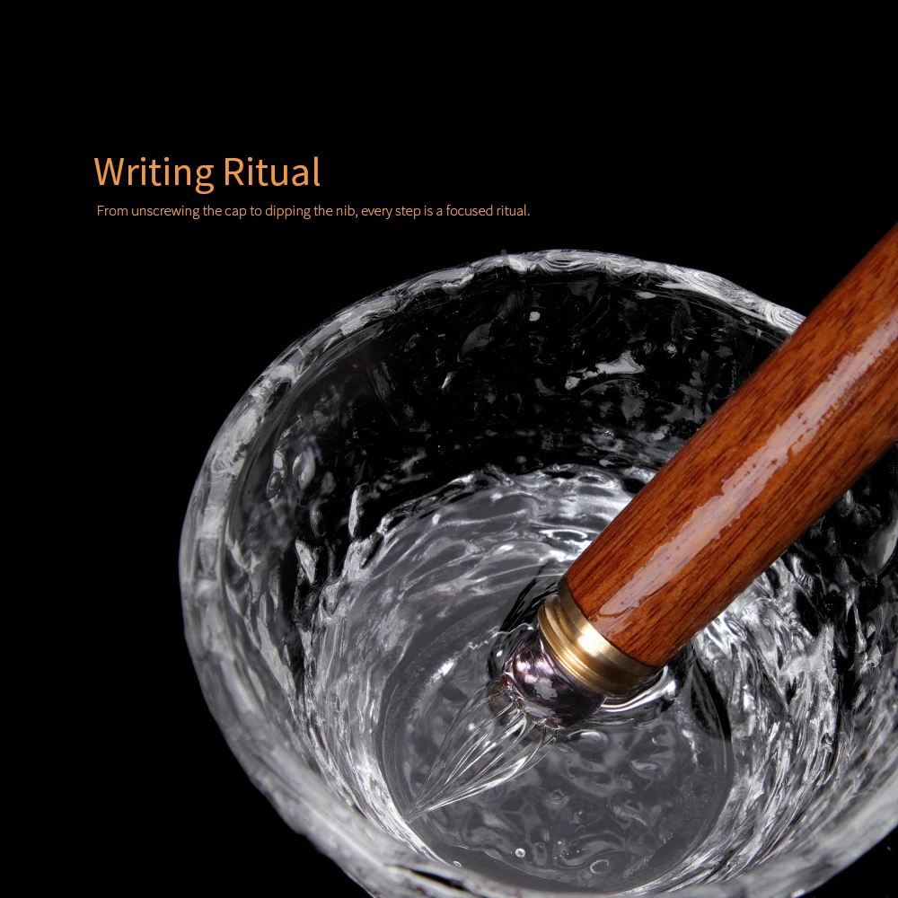 SeamiArt 1pc Wood Handle Glass Dip Pen for Calligraphy Students Writing Stationery Gift Fountain Pen Stationery Supplies