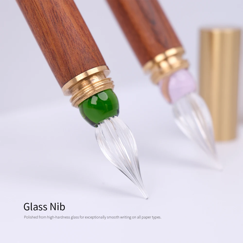SeamiArt 1pc Wood Handle Glass Dip Pen for Calligraphy Students Writing Stationery Gift Fountain Pen Stationery Supplies