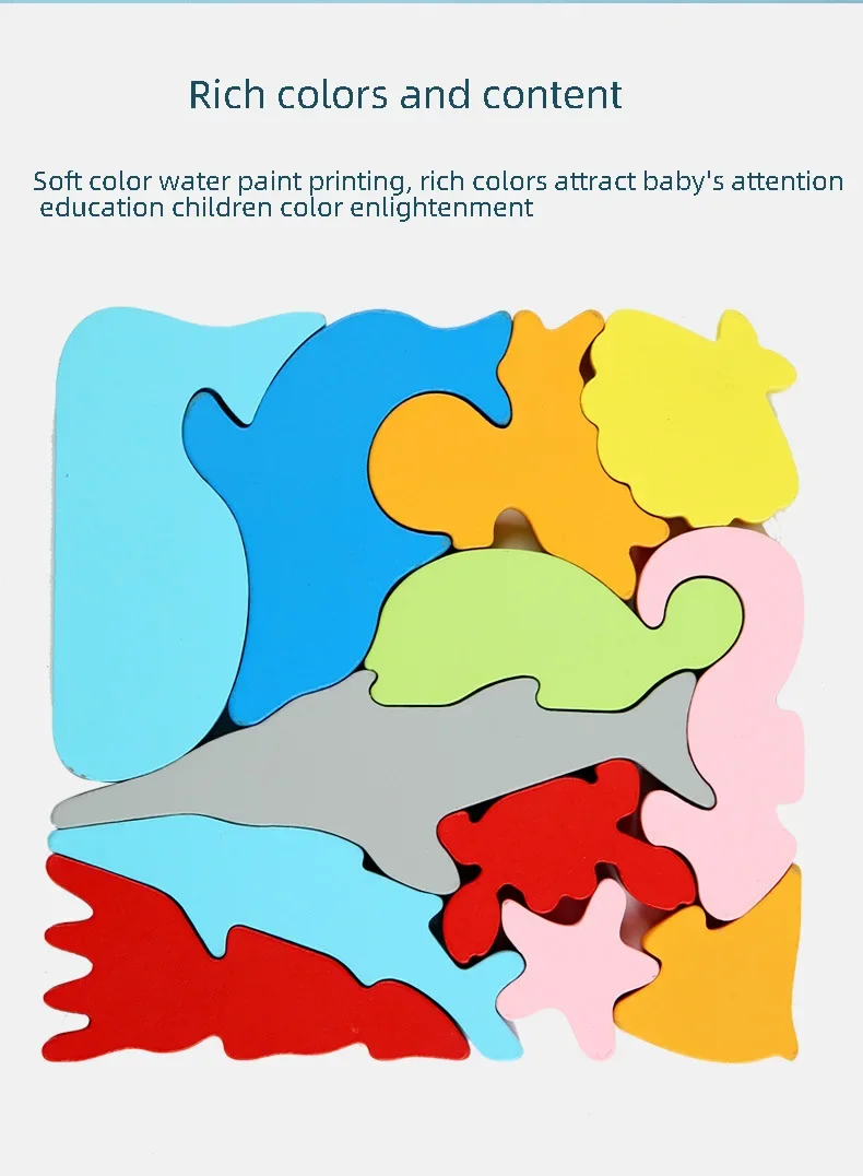 Children Montessori Wooden Toys Block Cartoon Animal Three-dimensional Jigsaw Puzzle Early Education Grab Board 3d Puzzle Toys