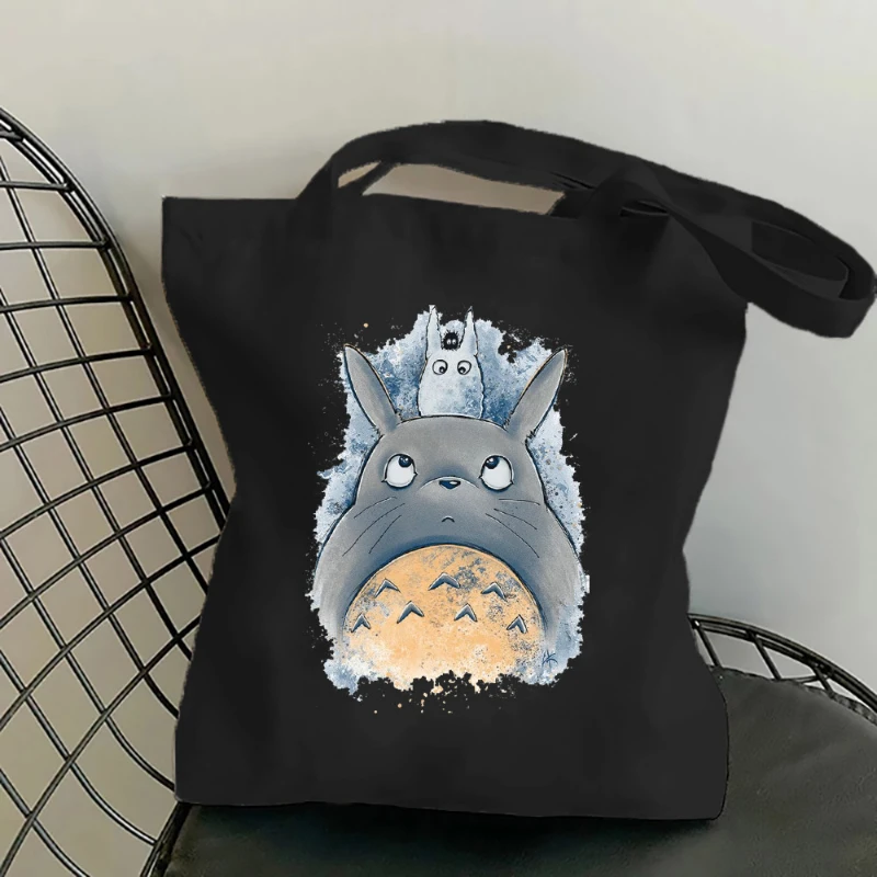 Totoro Studio Ghibli Fashion Print Ladies Shopping Bag Handbag Foldable Reusable Harajuku Style Bag Student Tote Bag Storage Bag