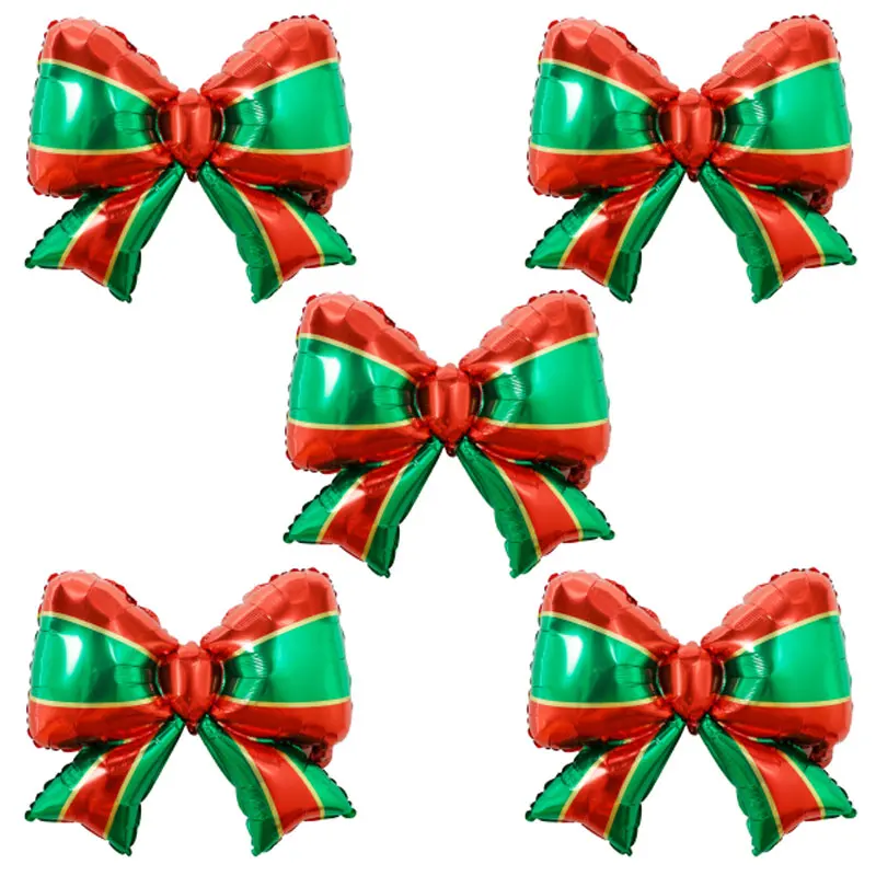5Pcs Bowknot Foil Balloon Christmas Party Decoration Stole Christmas Green Red Merry Xmas Supplies For Home Air Globos Gifts