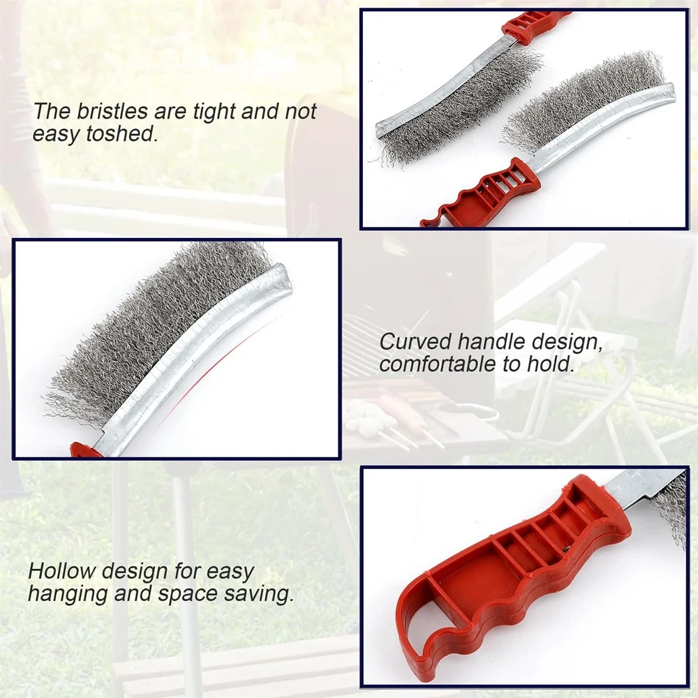 Multi-function Tool Wire Brush Metal Rust Removal Roller Brush Polishing Barbecue Cleaning Brush Long Handle For Rust Removal