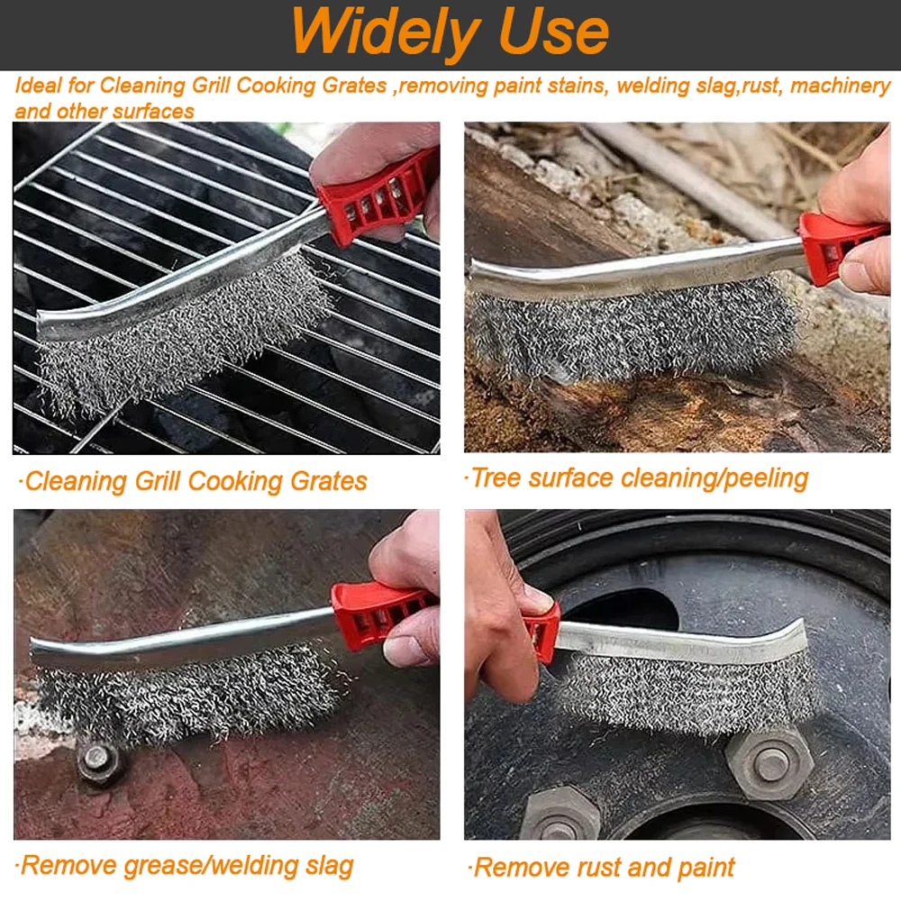 Multi-function Tool Wire Brush Metal Rust Removal Roller Brush Polishing Barbecue Cleaning Brush Long Handle For Rust Removal