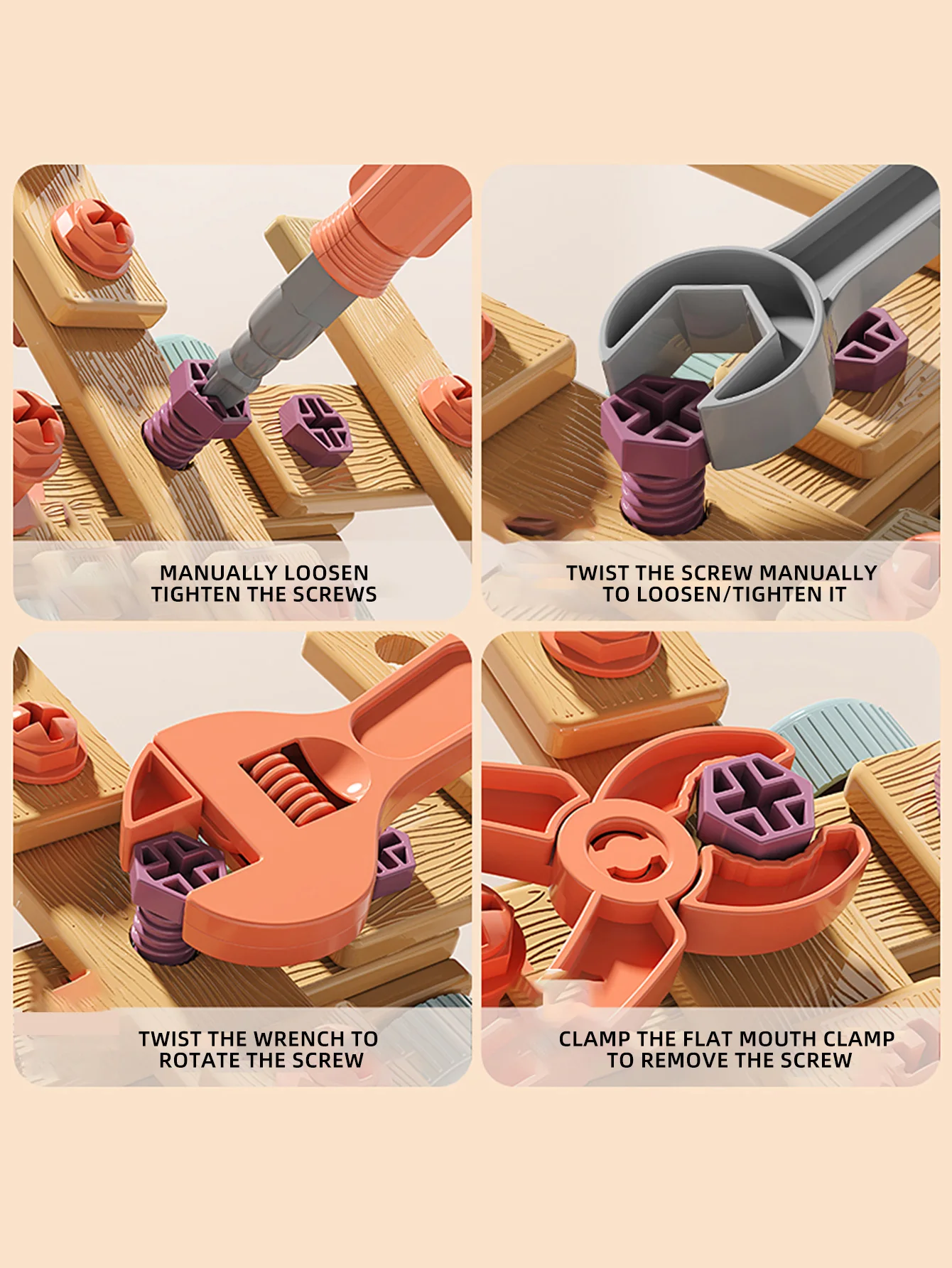 Kids Tool Set DIY Nut Assembly Puzzle Simulated Screwing Toolbox Early Educational Disassembly Repair Kit STEM Montessori Toys