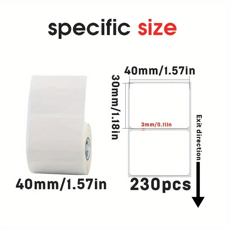 6 Rolls 40x30mm Thermal Label Paper Compatible M110 M221 M120 Portable Printers for Office Home Ecommerce Inventory Shipping Use