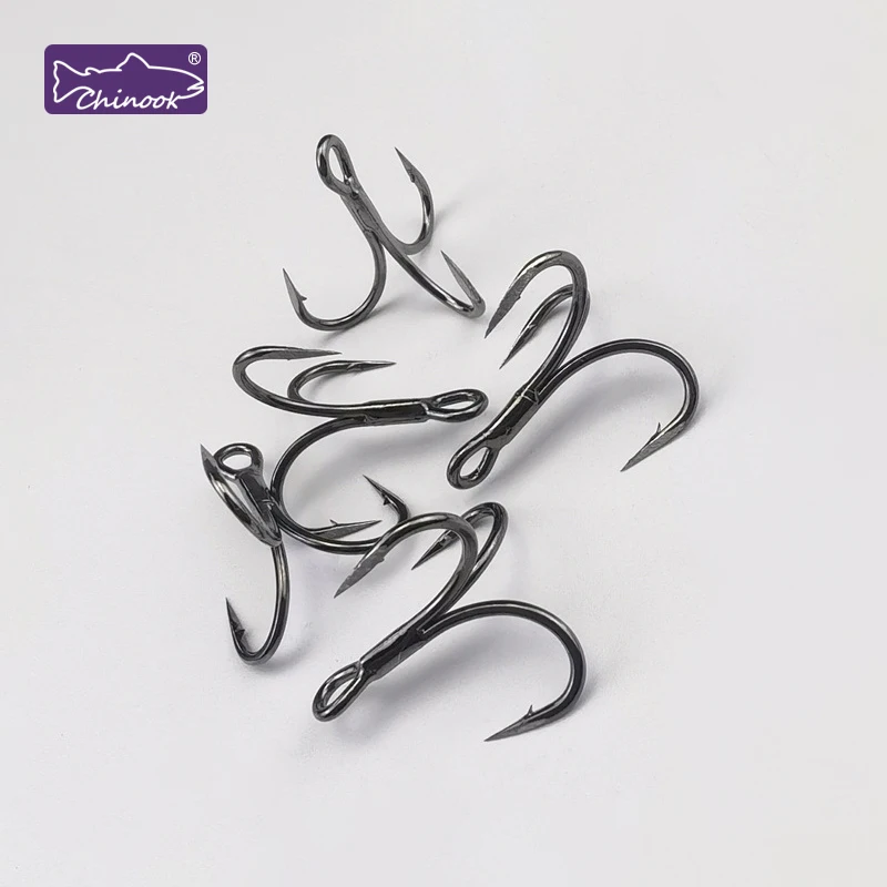 12pcs Chinook Fishing Hooks Treble 4X Strong High Carbon Steel Sea Fishing Hooks for Hard Lures Freshwater Saltwater