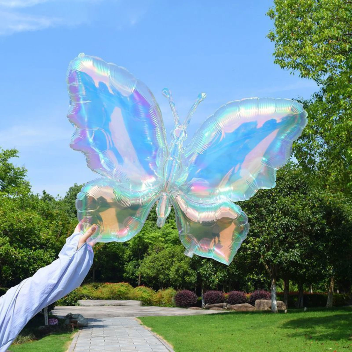 Personalized Colorful Butterfly Transparent Bow Aluminum Film Balloon, Birthday Party Cake Balloon Anniversary Background Decora