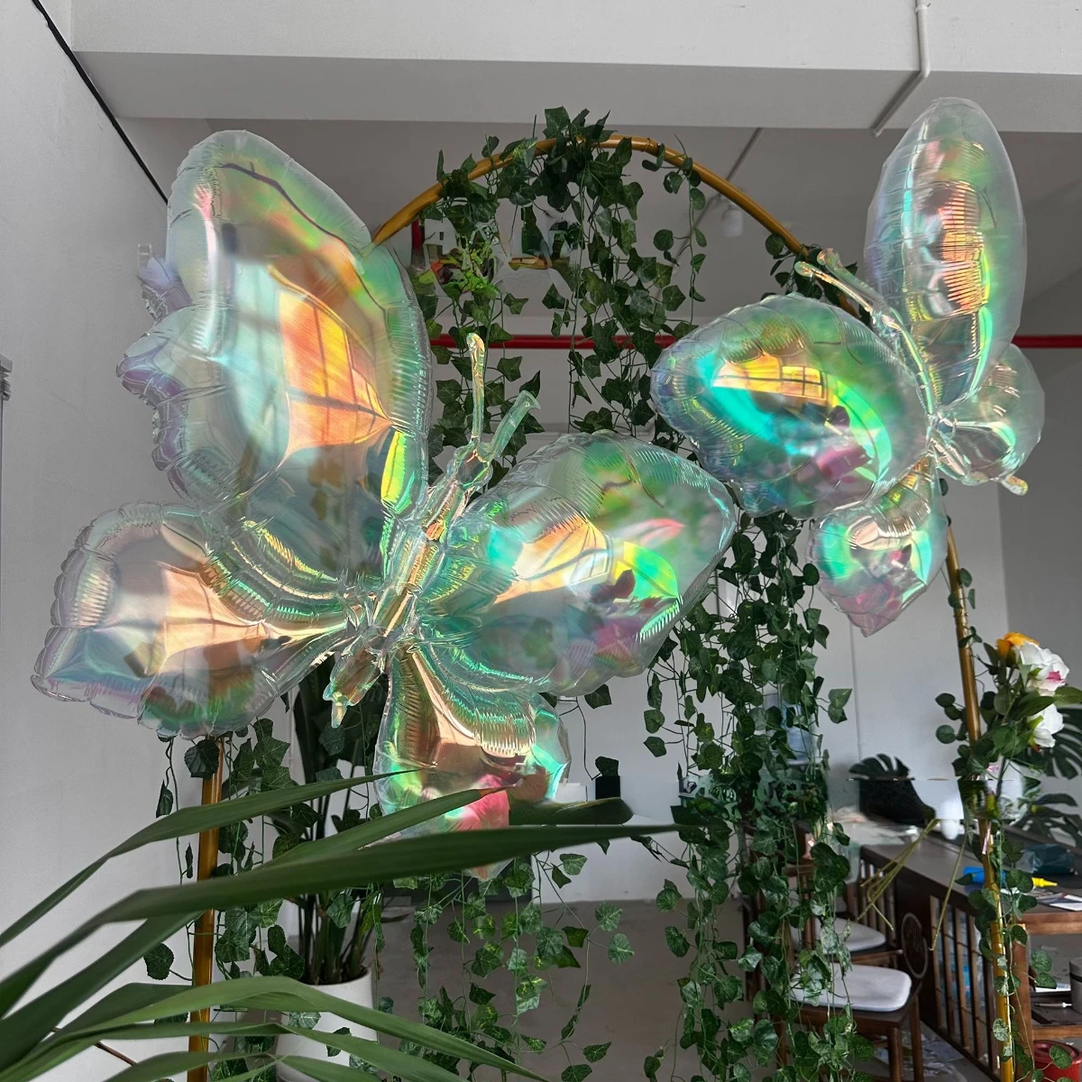 Personalized Colorful Butterfly Transparent Bow Aluminum Film Balloon, Birthday Party Cake Balloon Anniversary Background Decora