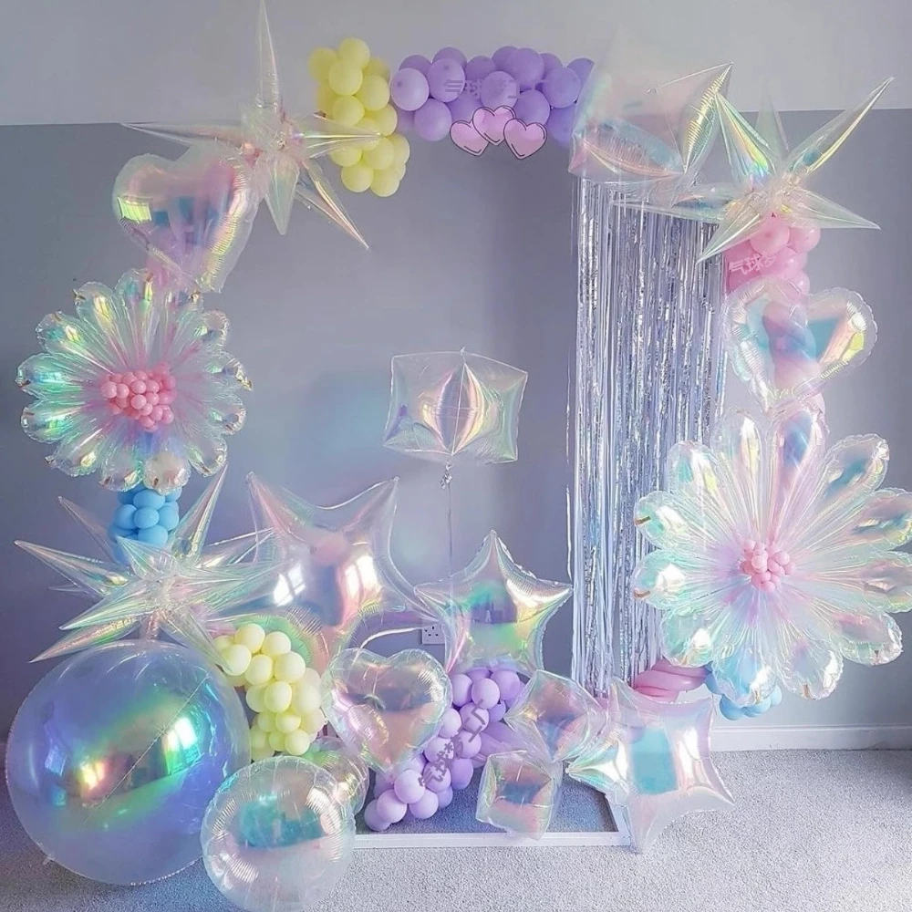 Personalized Colorful Butterfly Transparent Bow Aluminum Film Balloon, Birthday Party Cake Balloon Anniversary Background Decora