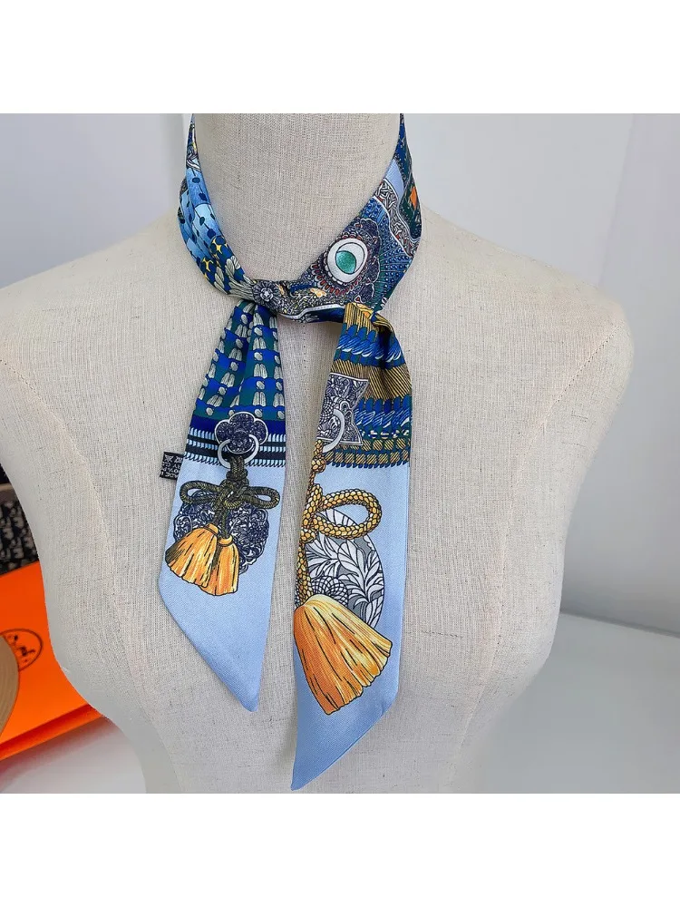 2025 Hot Fashion Decorative Handbag Handle Strap Bag Twill Silk Scarf Tied Bag Ribbon Long Streamer Women's Headband 5*90cm