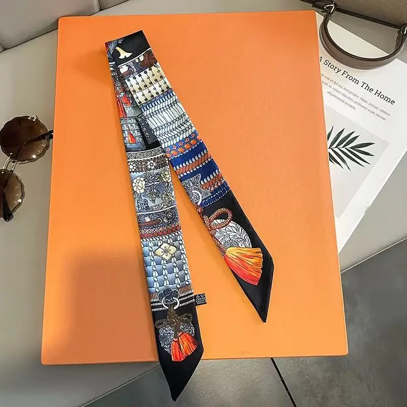 2025 Hot Fashion Decorative Handbag Handle Strap Bag Twill Silk Scarf Tied Bag Ribbon Long Streamer Women's Headband 5*90cm