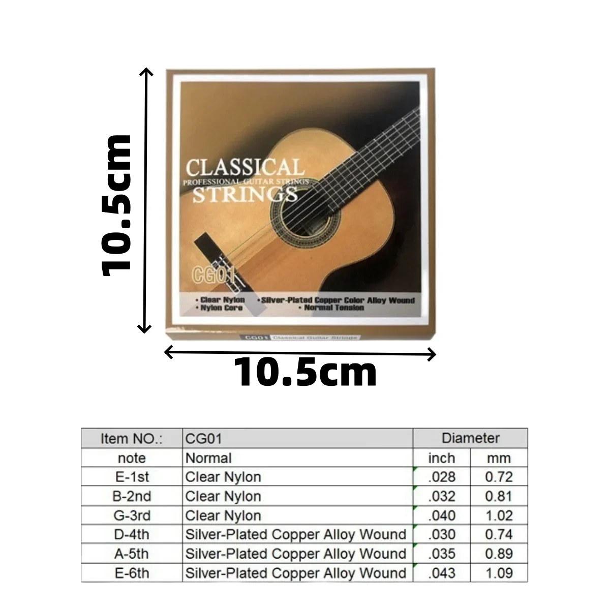 1/2Pcs Classical Guitar Strings - Nylon Core Basses-Silver-Plated Copper Alloy Wound - Normal Tension/Guitar Parts Accessories