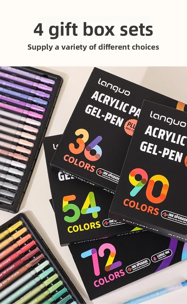 LANGUO 90/6 Colors Acrylic Gel Pen Large Capacity 1.0mm Student Writing Pen Painting Drawing Office School Supplies Stationery