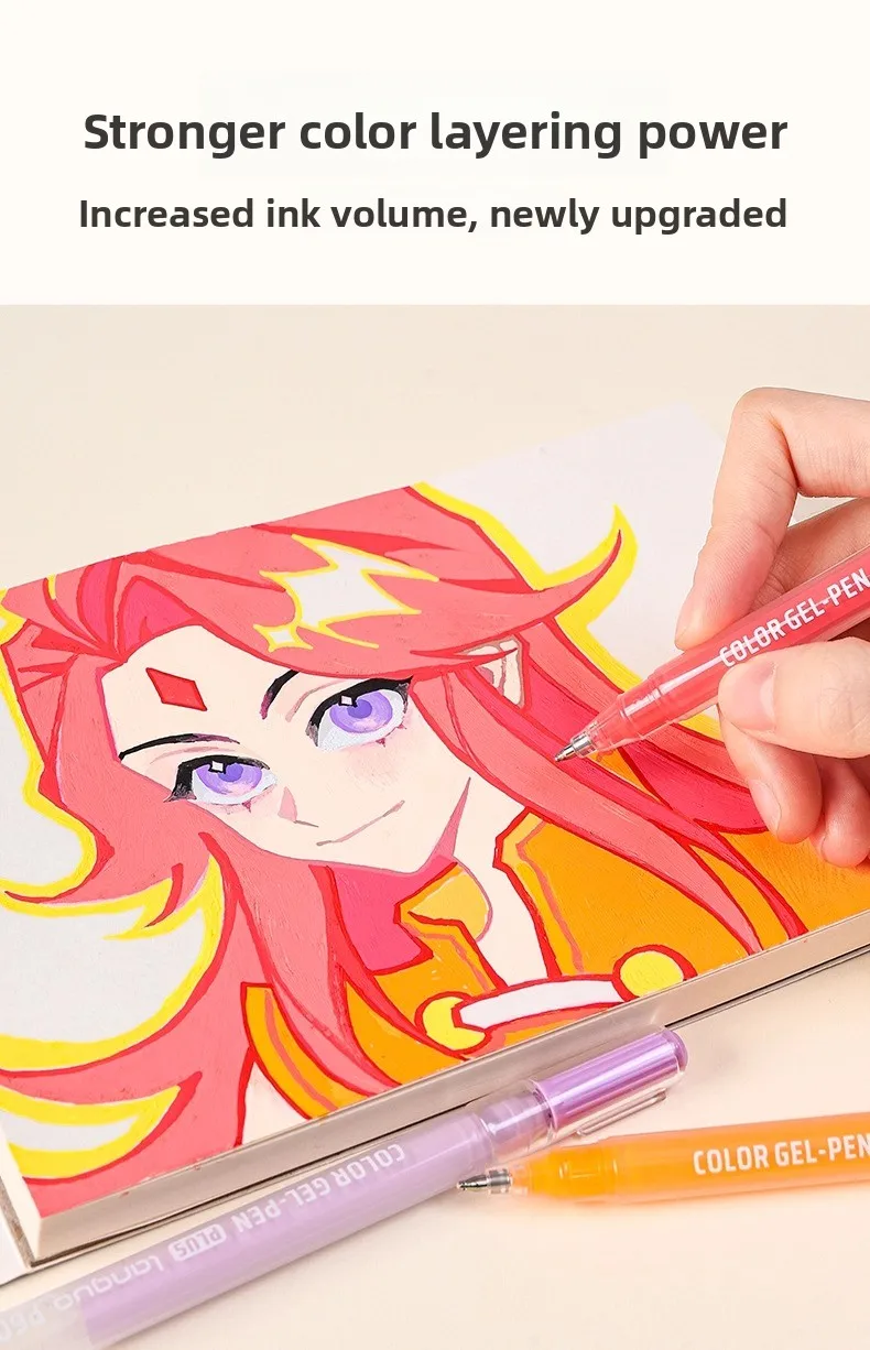LANGUO 90/6 Colors Acrylic Gel Pen Large Capacity 1.0mm Student Writing Pen Painting Drawing Office School Supplies Stationery