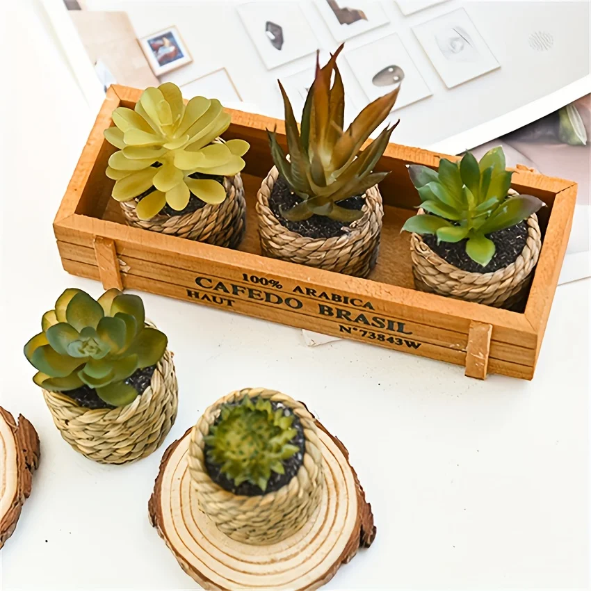 5pcs Set of Artificial Potted Plants Artificial Aloe Vera Fake Succulents Plastic Flower Pots for Home Kitchen Desk Wedding