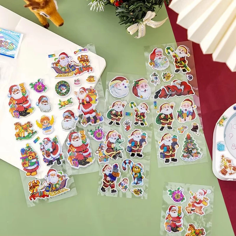 10/20/30Sheets Christmas Party Stickers Birthday Christmas Party Gathering Gift for Girl Boy Stationery Stickers Santa Claus TMZ