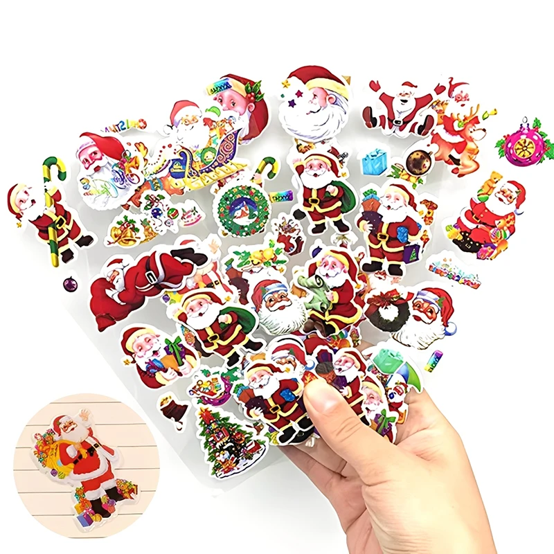 10/20/30Sheets Christmas Party Stickers Birthday Christmas Party Gathering Gift for Girl Boy Stationery Stickers Santa Claus TMZ