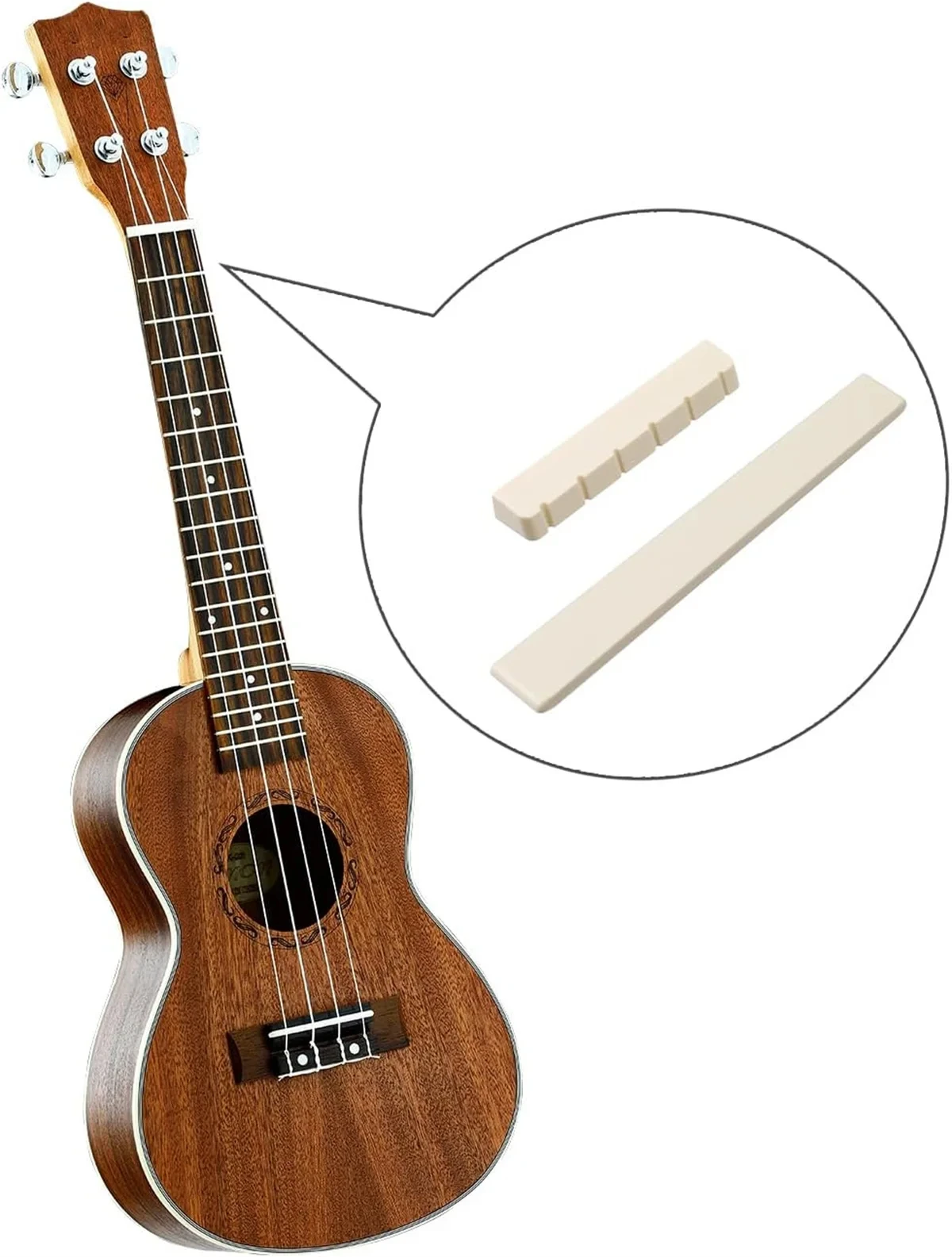 Miwayer 6 String Classical Guitar Saddle + Nut White Bone Set /for Classical Guitar Replacement Musical Instruments Parts
