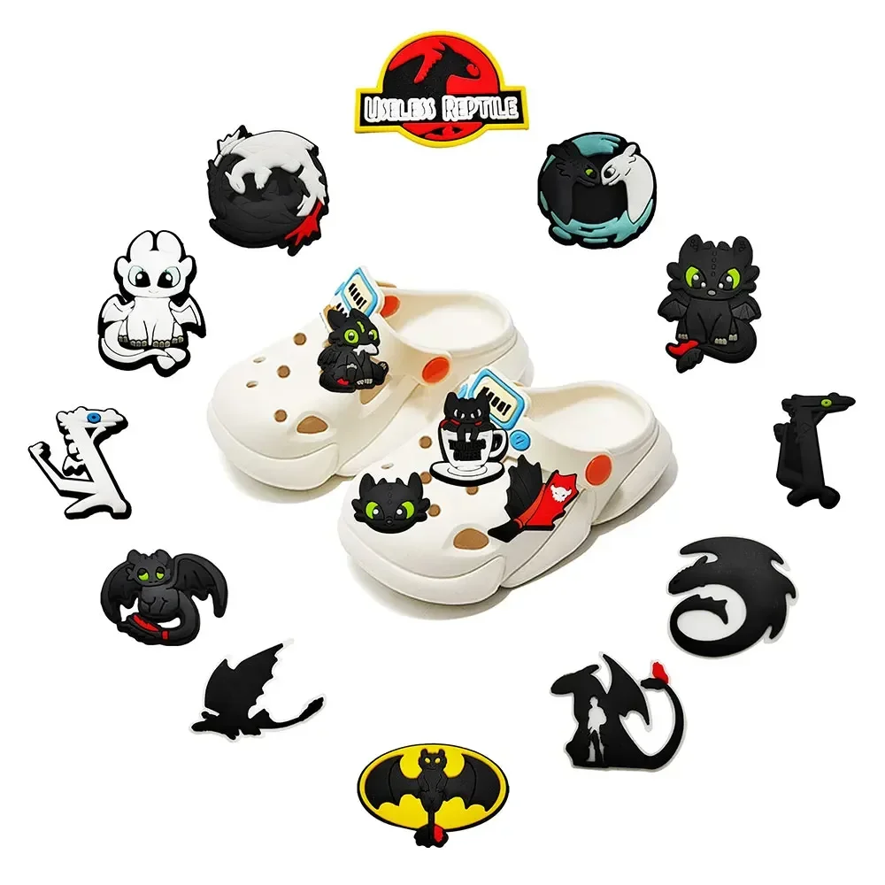 1-16pcs Cartoon Dragon Shoe Charms PVC Anime Shoes Accessories Fashion Boys Sandals Garden Shoe Buckle DIY Charms