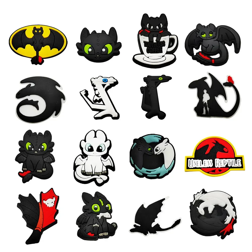 1-16pcs Cartoon Dragon Shoe Charms PVC Anime Shoes Accessories Fashion Boys Sandals Garden Shoe Buckle DIY Charms
