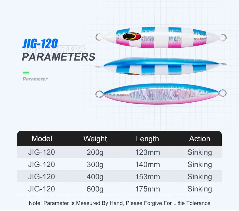 TEASER J120 200g-600g Saltwater Fishing Metal Jig Bait Luminous Jigging Lure Artificial Fast Sinking Fishing Metal Jigging Lure