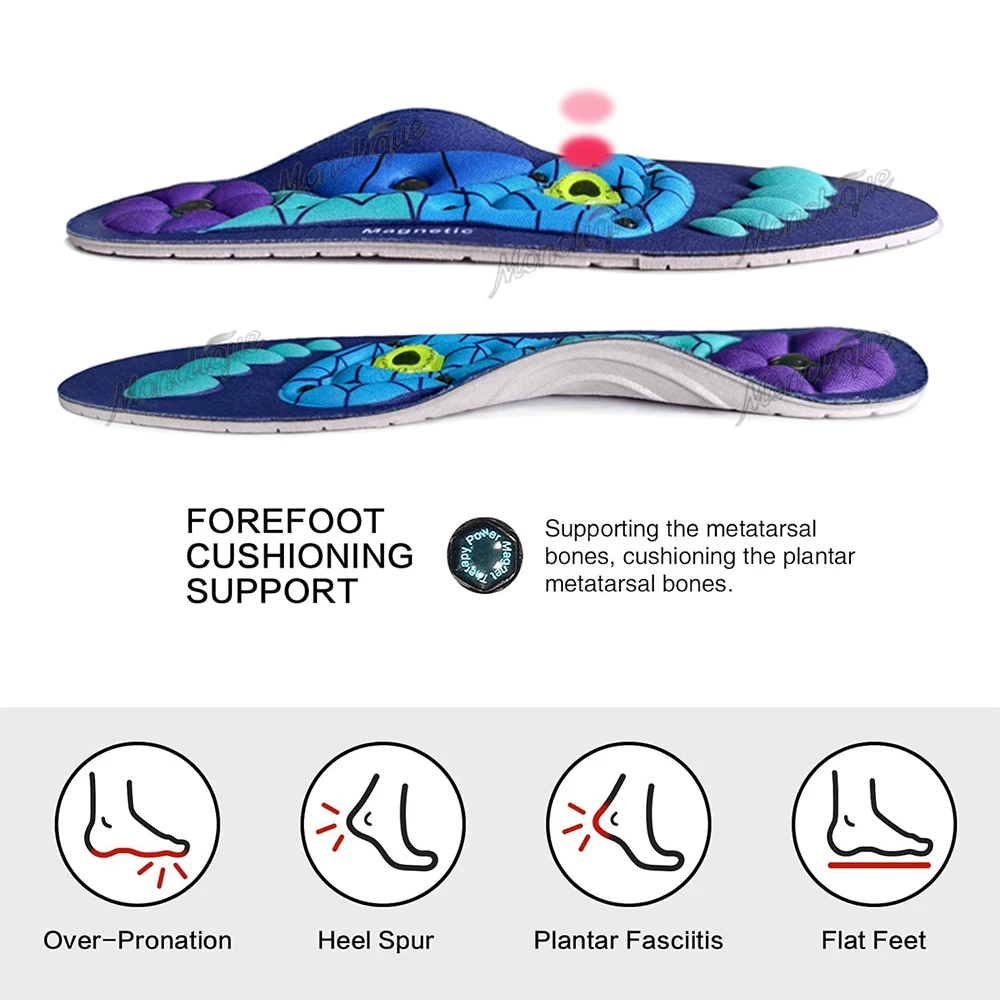 Foot Acupressure Insoles Magnetic Therapy Reflexology Health Care Shoes Pads Arch Support Shock Absorption Comfort Shoes Soles