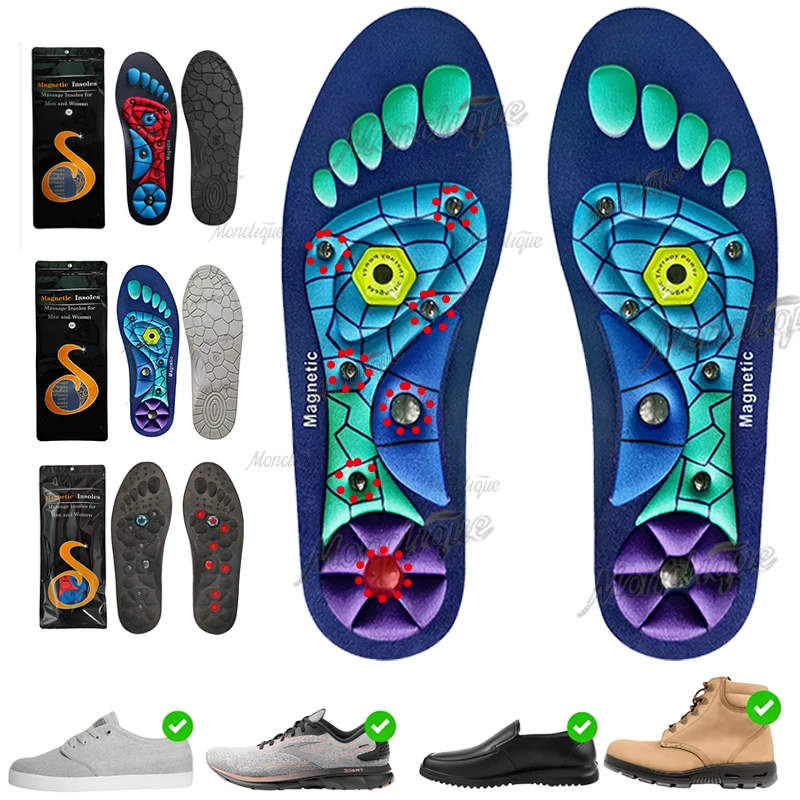 Foot Acupressure Insoles Magnetic Therapy Reflexology Health Care Shoes Pads Arch Support Shock Absorption Comfort Shoes Soles