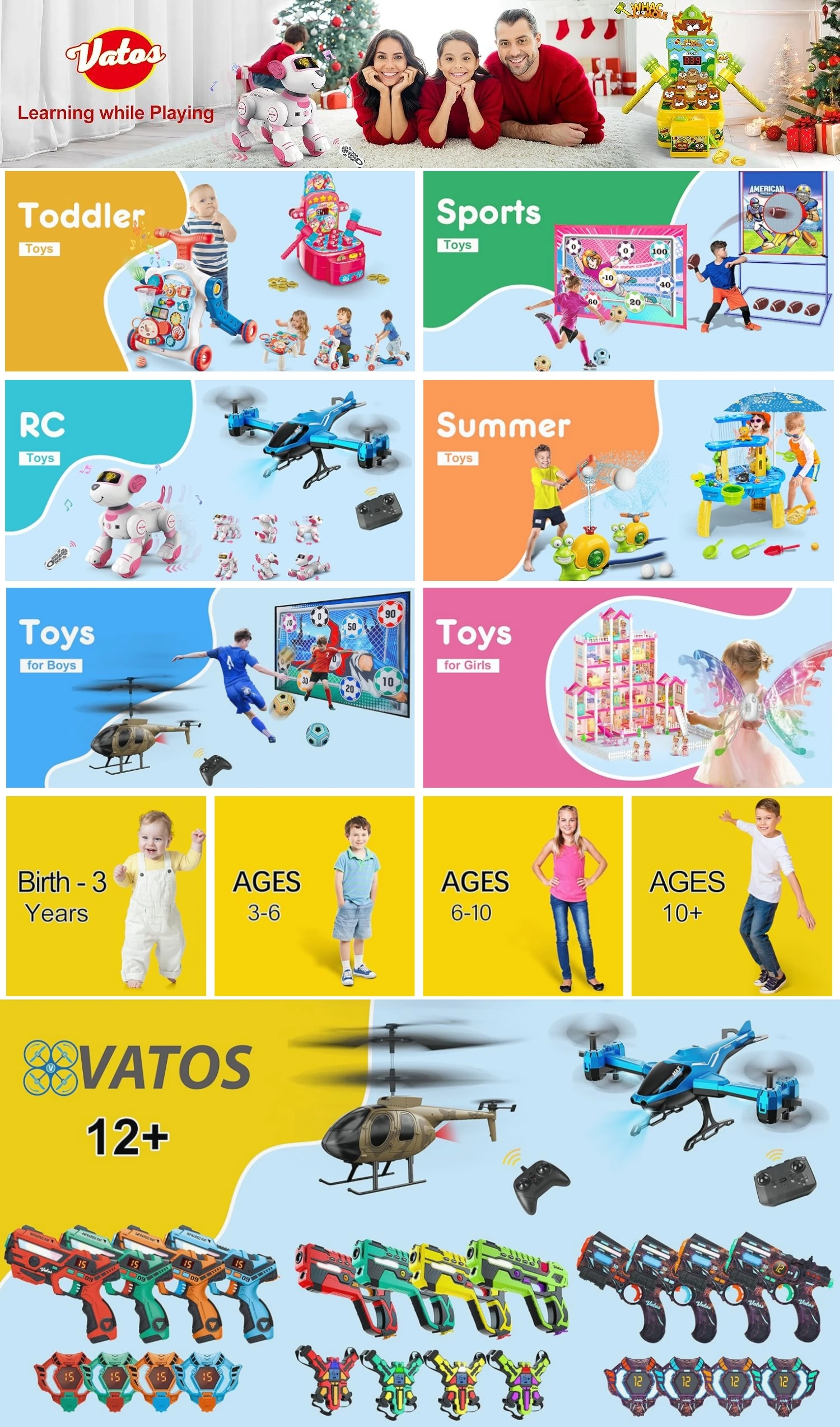VATOS Team Battle Game Christmas Gift Infrared Laser Tag Guns Set Toy Rechargeable 2.4GHz Sync Machine Gun For Kids Boys Outdoor