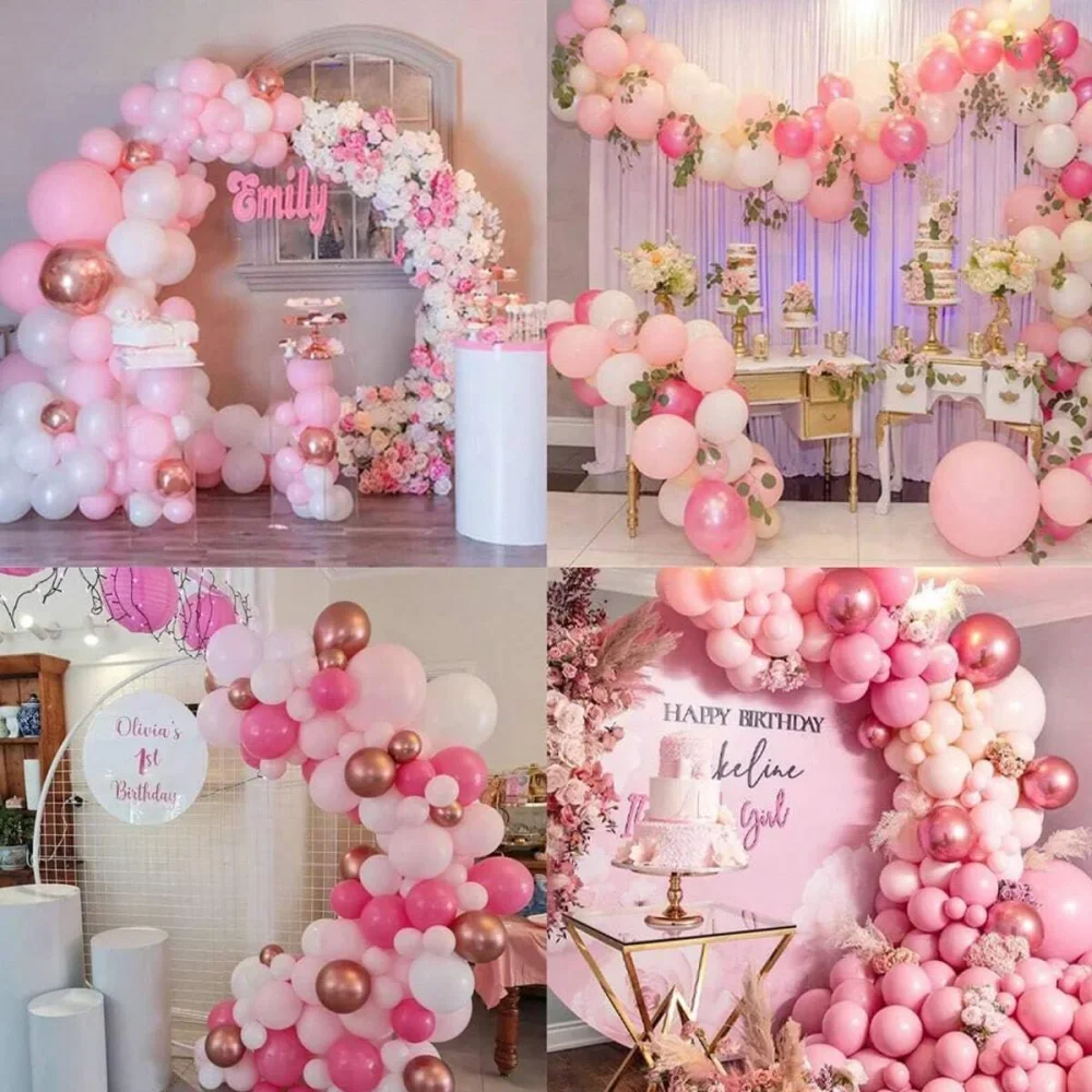26/52Pcs Pink Latex Balloon Set With Sequins For Birthday Party Scene Decoration Wedding Anniversary Baby Shower