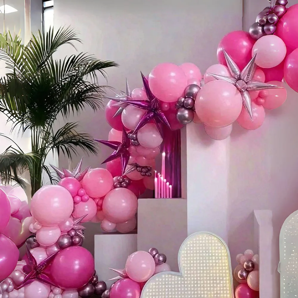 26/52Pcs Pink Latex Balloon Set With Sequins For Birthday Party Scene Decoration Wedding Anniversary Baby Shower