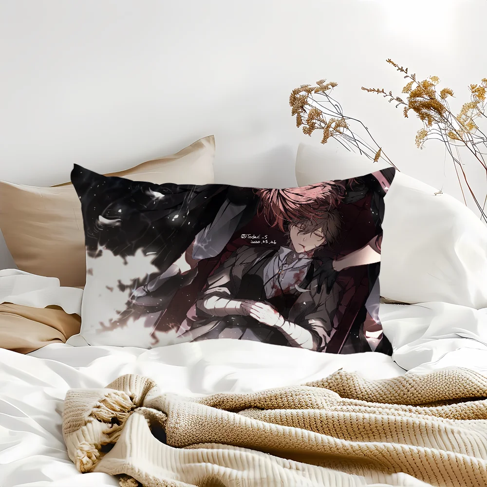 Hot Anime Bungo Stray Dogs Pillow Case Cover Suitable For Sofa Car Cushion Rectangular Back Cushion