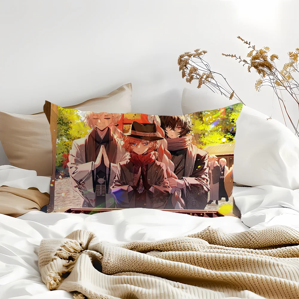 Hot Anime Bungo Stray Dogs Pillow Case Cover Suitable For Sofa Car Cushion Rectangular Back Cushion