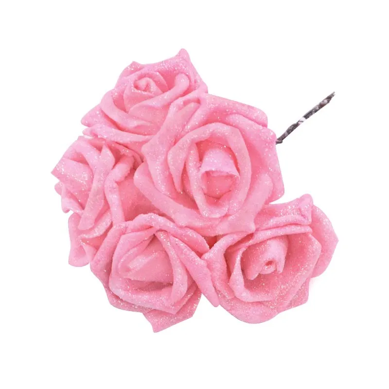 10/20pcs Glitter Foam Rose Artificial Flower Bridal Bouquet For Wedding Party Decor DIY Wreath Scrapbook Supplies Fake Flowers