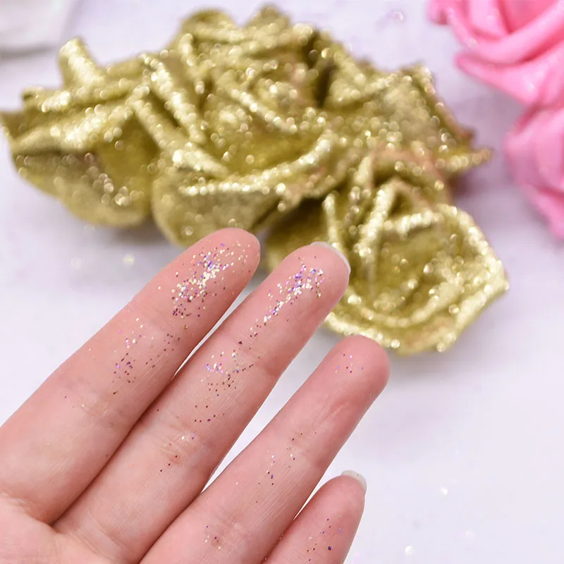 10/20pcs Glitter Foam Rose Artificial Flower Bridal Bouquet For Wedding Party Decor DIY Wreath Scrapbook Supplies Fake Flowers