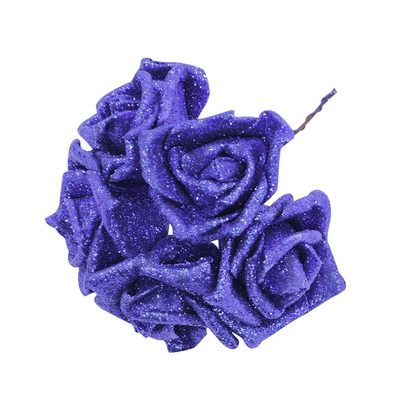 10/20pcs Glitter Foam Rose Artificial Flower Bridal Bouquet For Wedding Party Decor DIY Wreath Scrapbook Supplies Fake Flowers