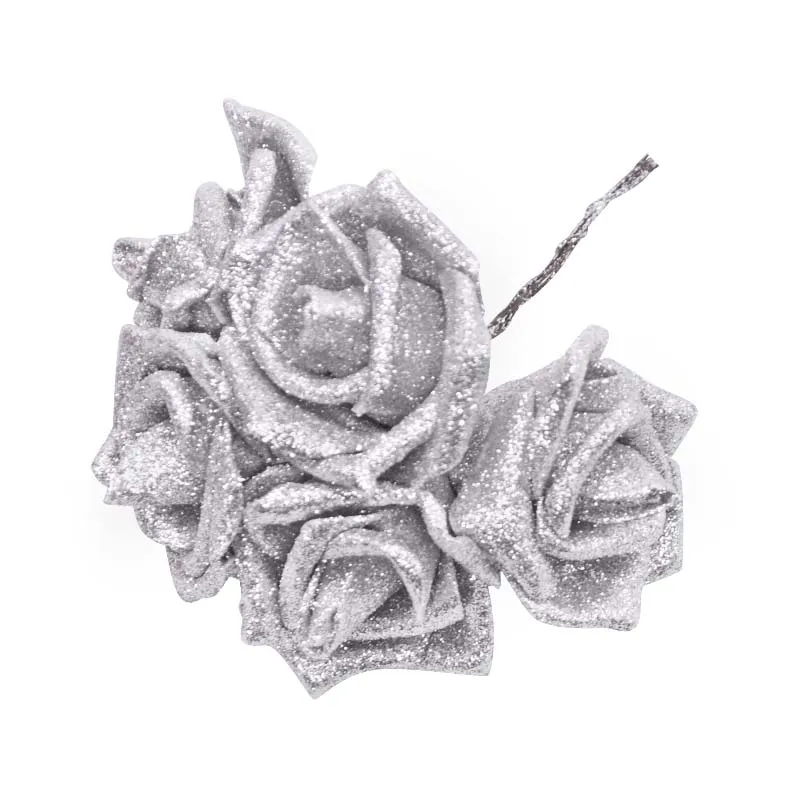 10/20pcs Glitter Foam Rose Artificial Flower Bridal Bouquet For Wedding Party Decor DIY Wreath Scrapbook Supplies Fake Flowers