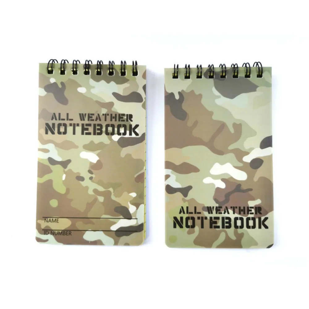 Tactical Waterproof Notebook Camouflage PVC Cover Memo Pad Daily To Do List Loose-leaf Coil Notepad Writing Paper in Rain