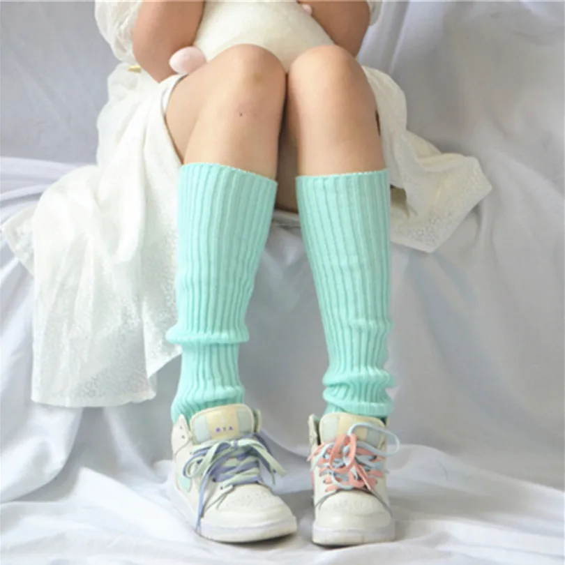 Women Leg Warmers Knee Stockings Leggings Warm Boots Leg Punk Solid Black Cool Knit Long Sock Japan Anime JK Girl Loose Socks