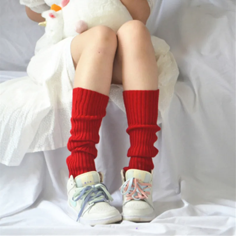 Women Leg Warmers Knee Stockings Leggings Warm Boots Leg Punk Solid Black Cool Knit Long Sock Japan Anime JK Girl Loose Socks
